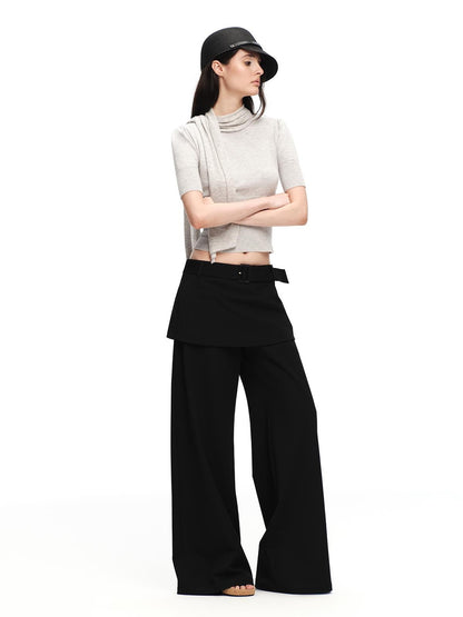 RUN TO THE FUTURE Scarf Neck High Neck Cropped Slim Women&