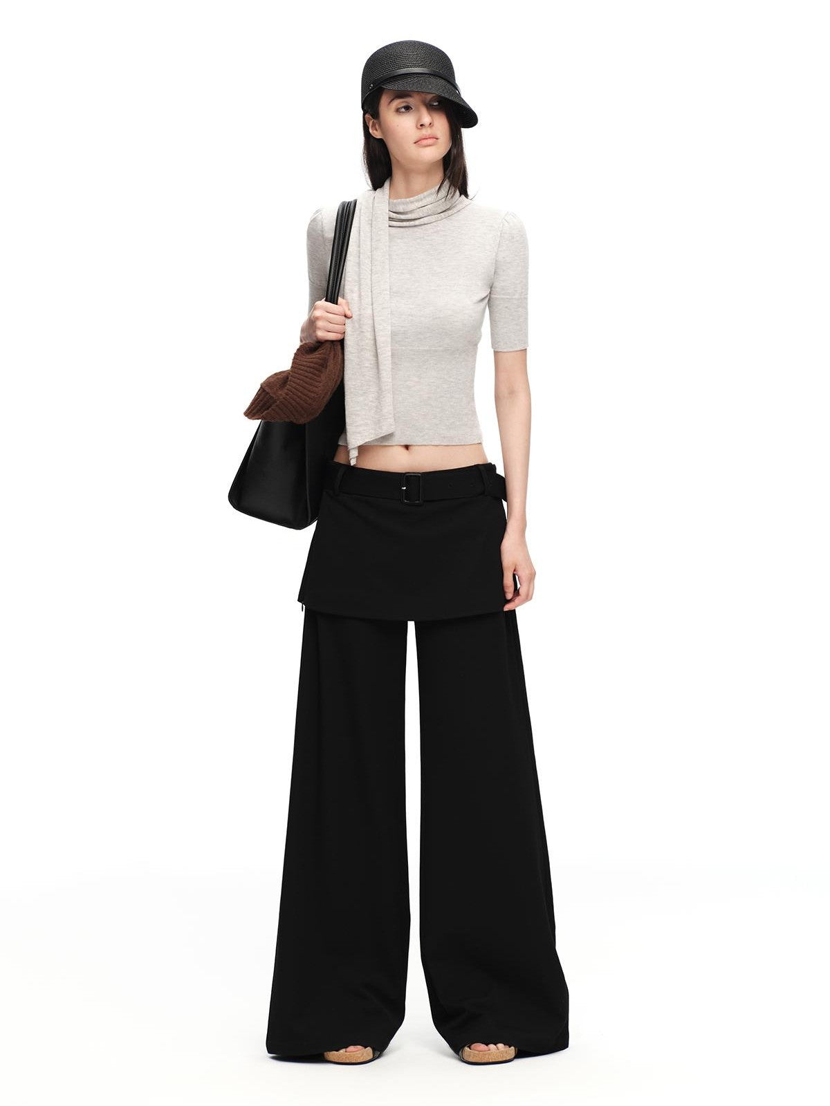 RUN TO THE FUTURE Scarf Neck High Neck Cropped Slim Women&