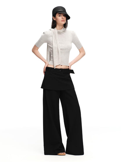 RUN TO THE FUTURE Scarf Neck High Neck Cropped Slim Women&
