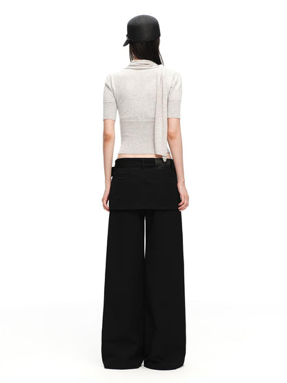 RUN TO THE FUTURE Scarf Neck High Neck Cropped Slim Women&