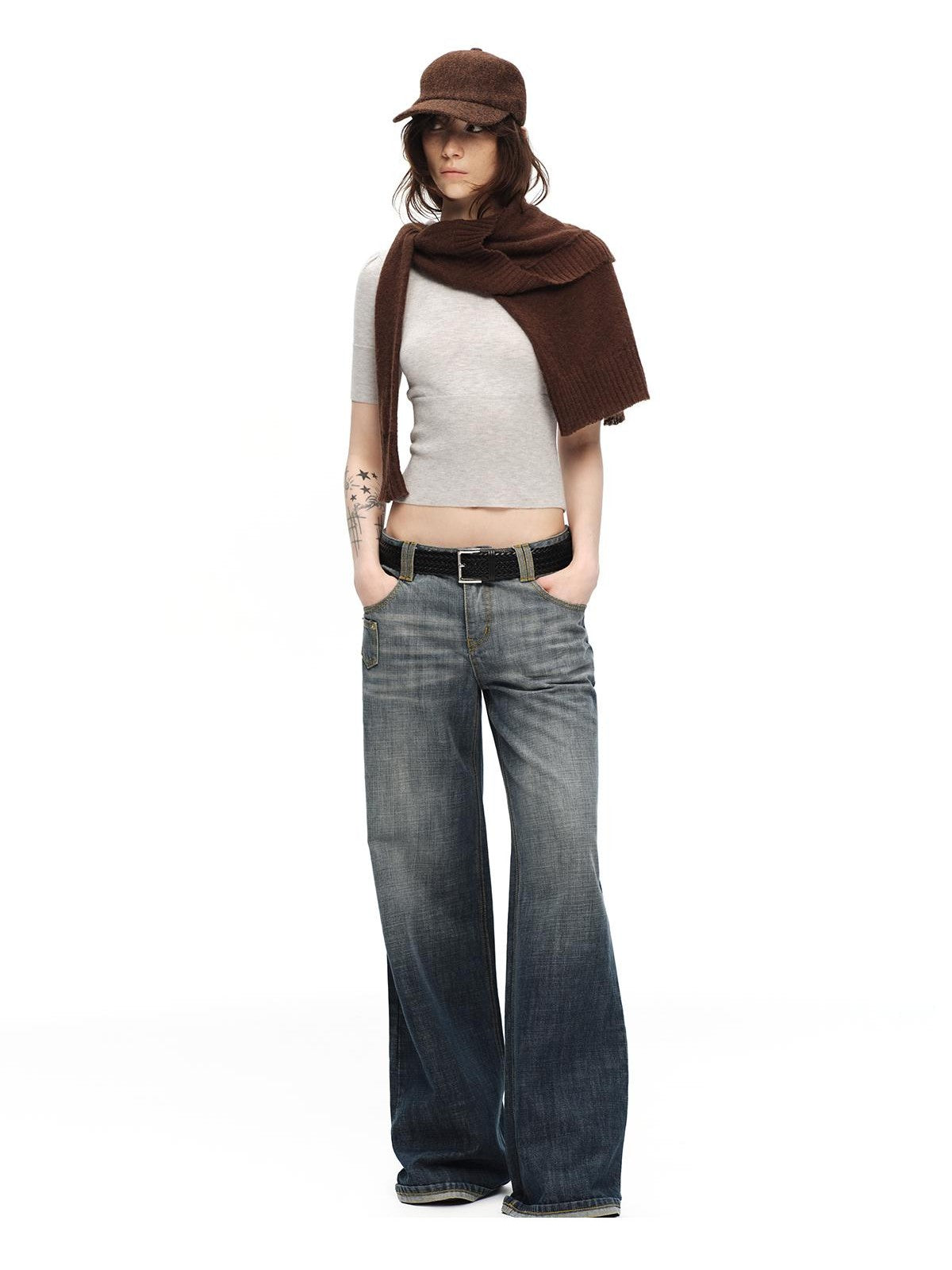 RUN TO THE FUTURE Scarf Neck High Neck Cropped Slim Women&