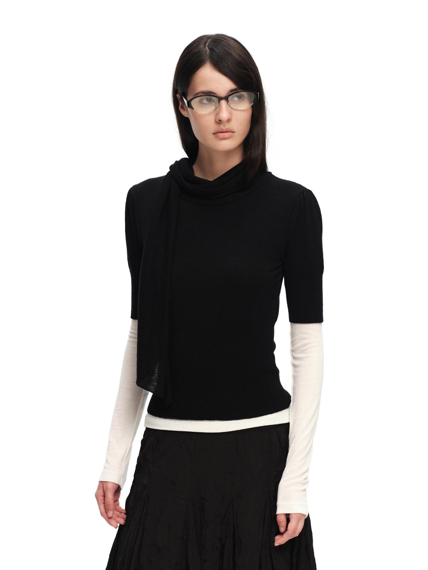 RUN TO THE FUTURE Scarf Neck High Neck Cropped Slim Women&