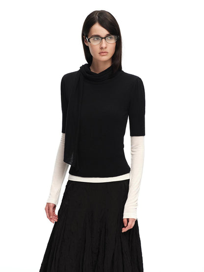 RUN TO THE FUTURE Scarf Neck High Neck Cropped Slim Women&