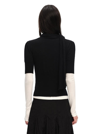 RUN TO THE FUTURE Scarf Neck High Neck Cropped Slim Women&