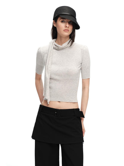 RUN TO THE FUTURE Scarf Neck High Neck Cropped Slim Women&