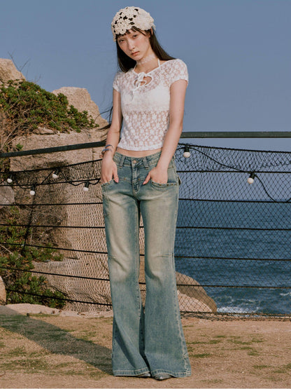 RUN TO THE FUTURE Sexy Lace Fitted Short Sleeve White Stretch Women Cropped Crop Tops