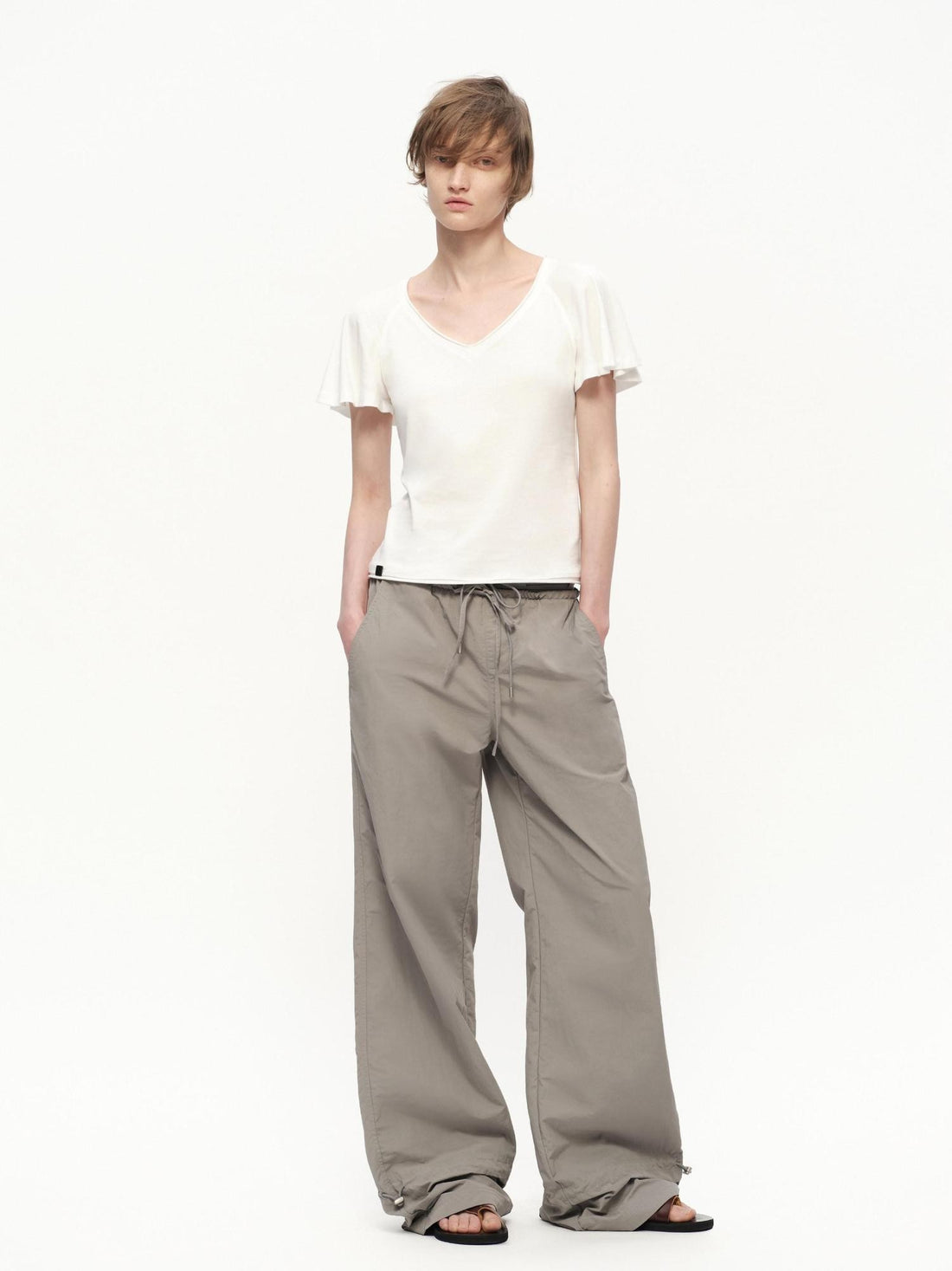 RUN TO THE FUTURE Silver Gray Quick Dry Cargo Drawstring Women&