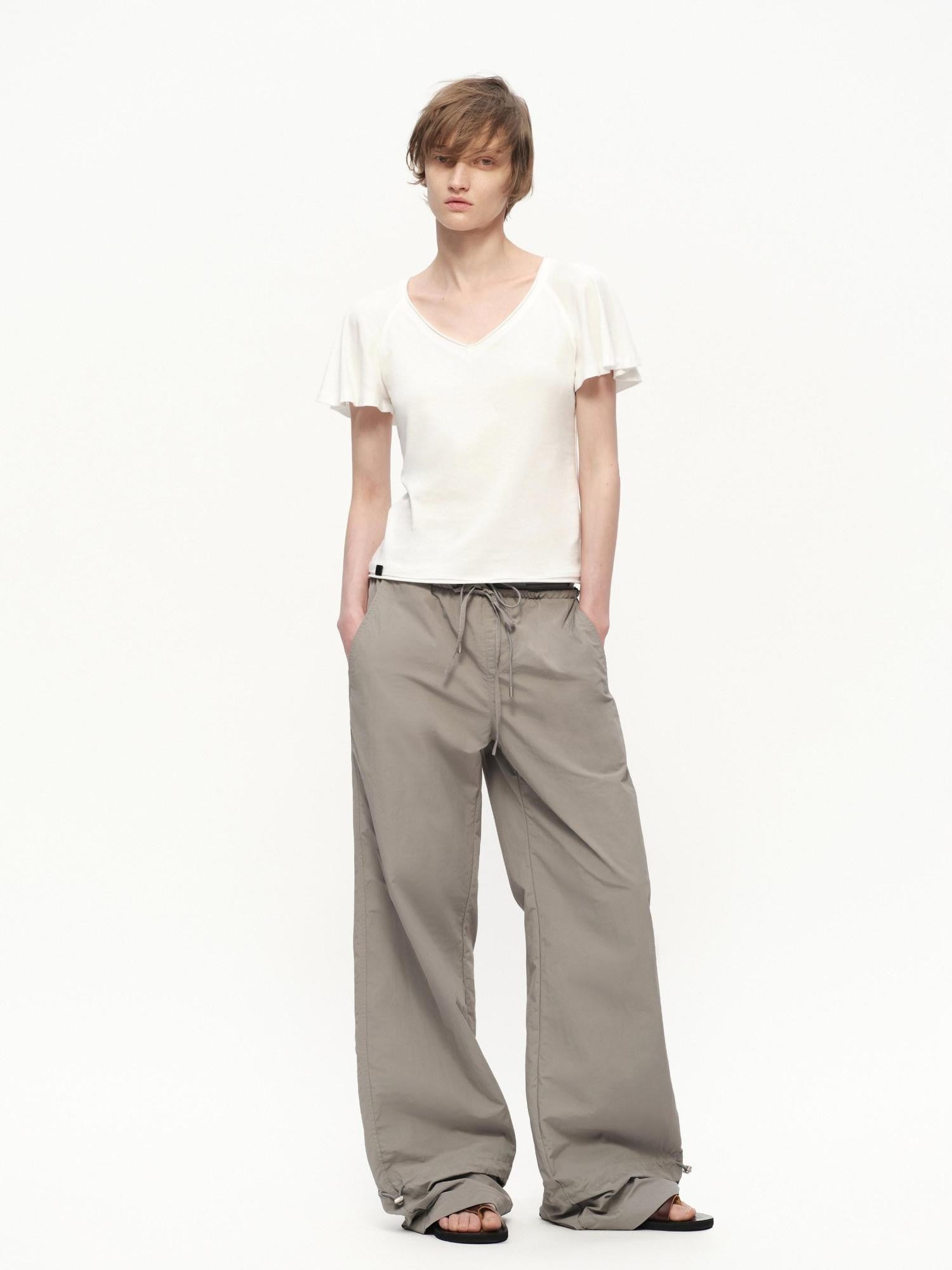 RUN TO THE FUTURE Silver Gray Quick Dry Cargo Drawstring Women&