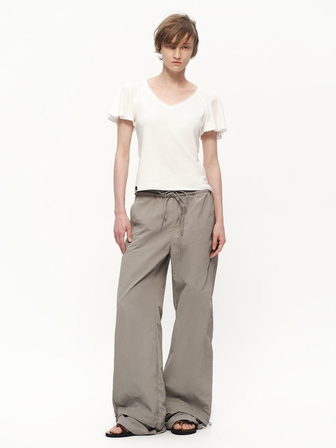 RUN TO THE FUTURE Silver Gray Quick Dry Cargo Drawstring Women&