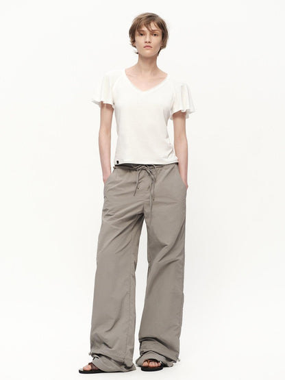RUN TO THE FUTURE Silver Gray Quick Dry Cargo Drawstring Women&