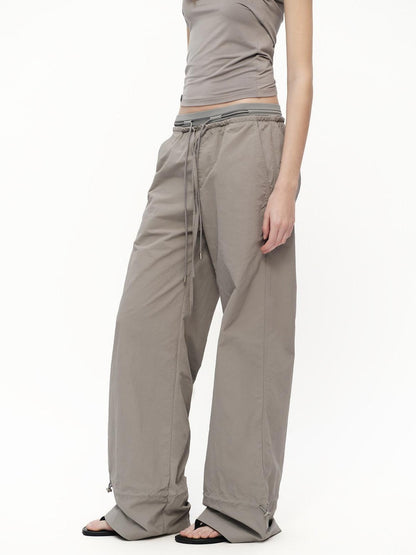 RUN TO THE FUTURE Silver Gray Quick Dry Cargo Drawstring Women&
