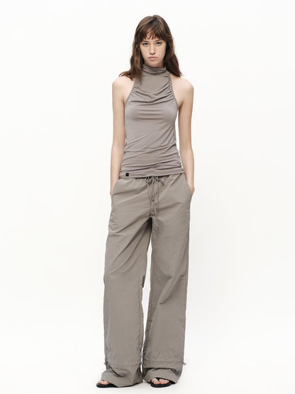 RUN TO THE FUTURE Silver Gray Quick Dry Cargo Drawstring Women&