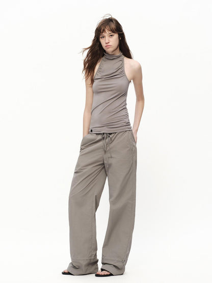 RUN TO THE FUTURE Silver Gray Quick Dry Cargo Drawstring Women&