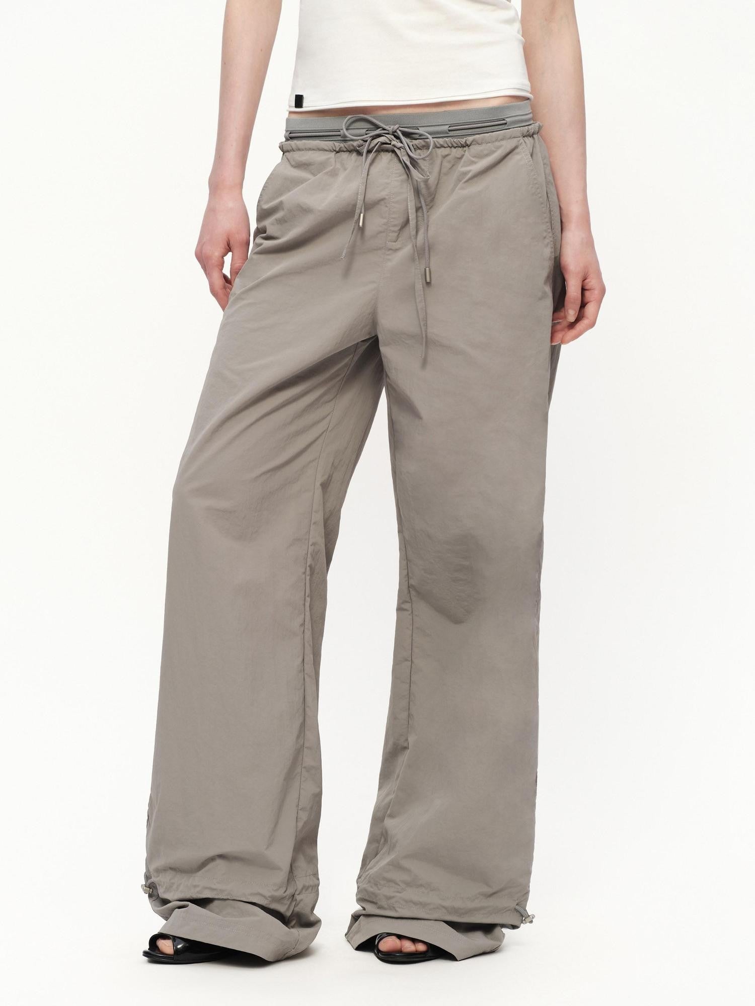 RUN TO THE FUTURE Silver Gray Quick Dry Cargo Drawstring Women&