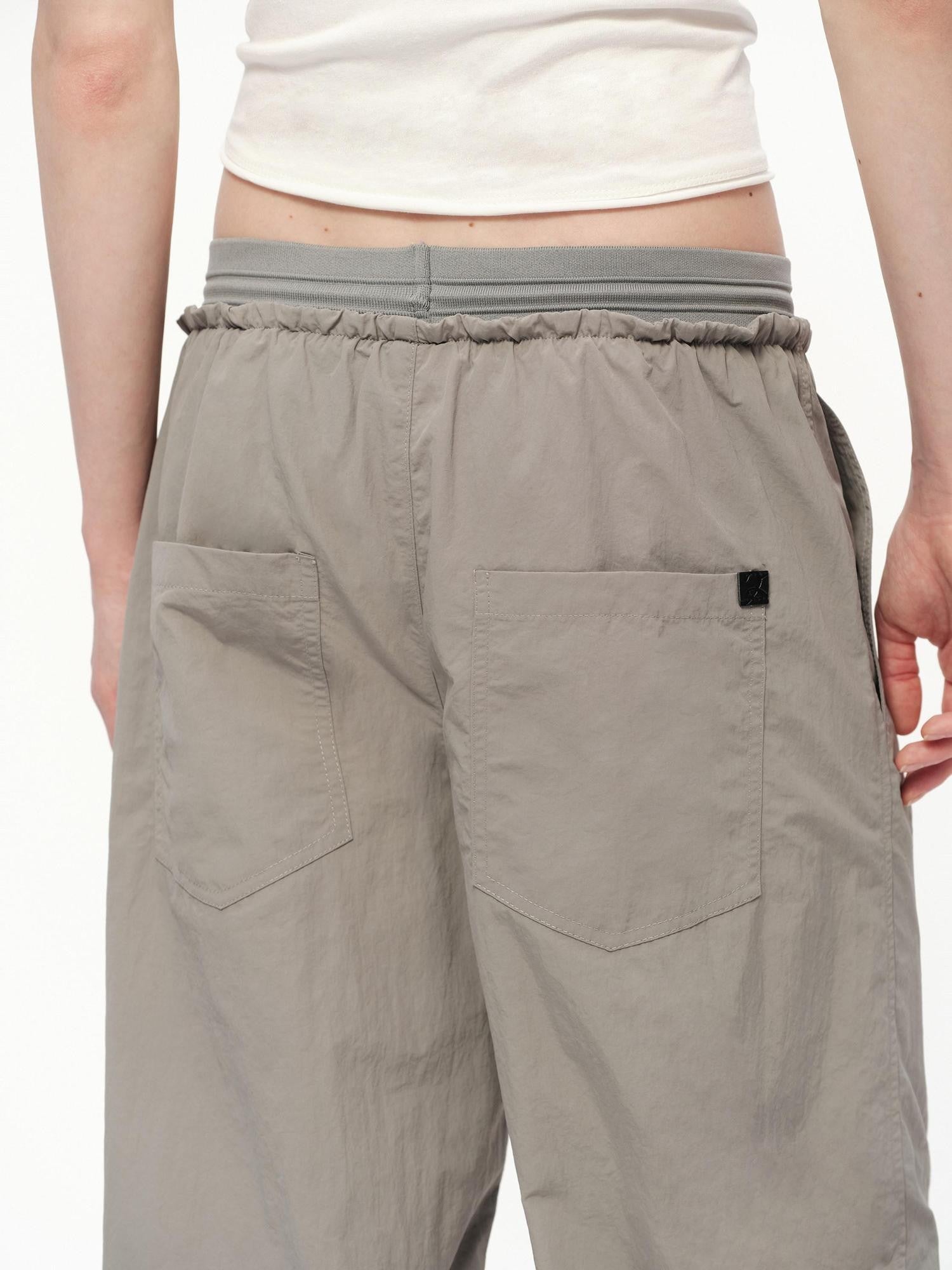 RUN TO THE FUTURE Silver Gray Quick Dry Cargo Drawstring Women&