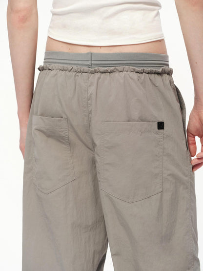 RUN TO THE FUTURE Silver Gray Quick Dry Cargo Drawstring Women&