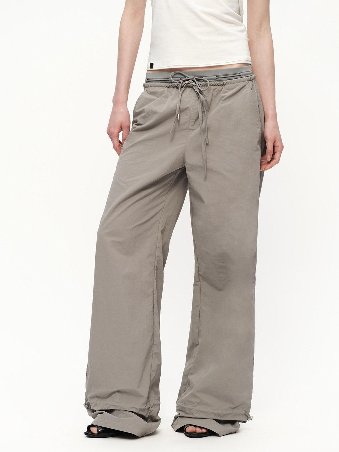 RUN TO THE FUTURE Silver Gray Quick Dry Cargo Drawstring Women&