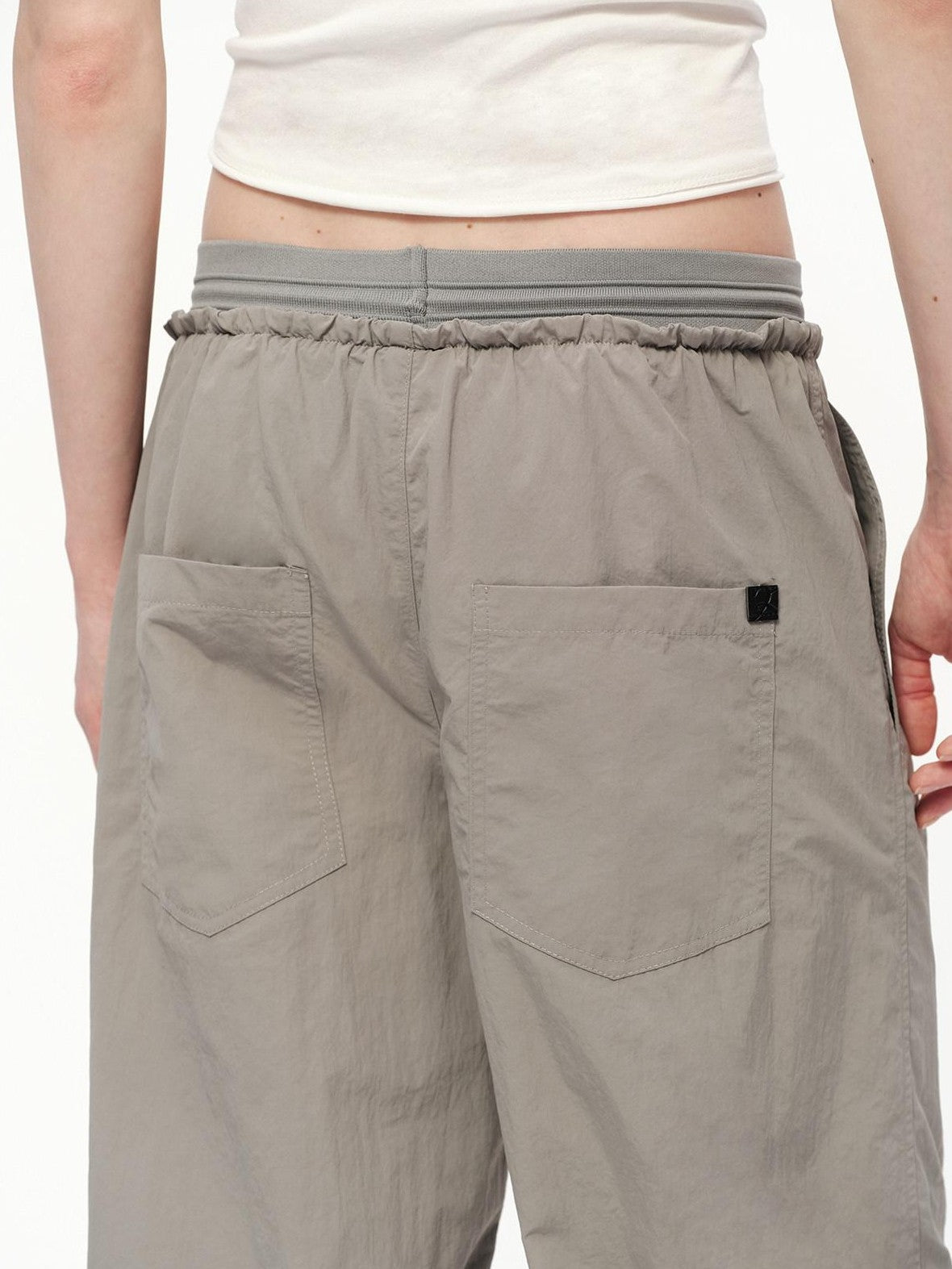 RUN TO THE FUTURE Silver Gray Quick Dry Cargo Drawstring Women&