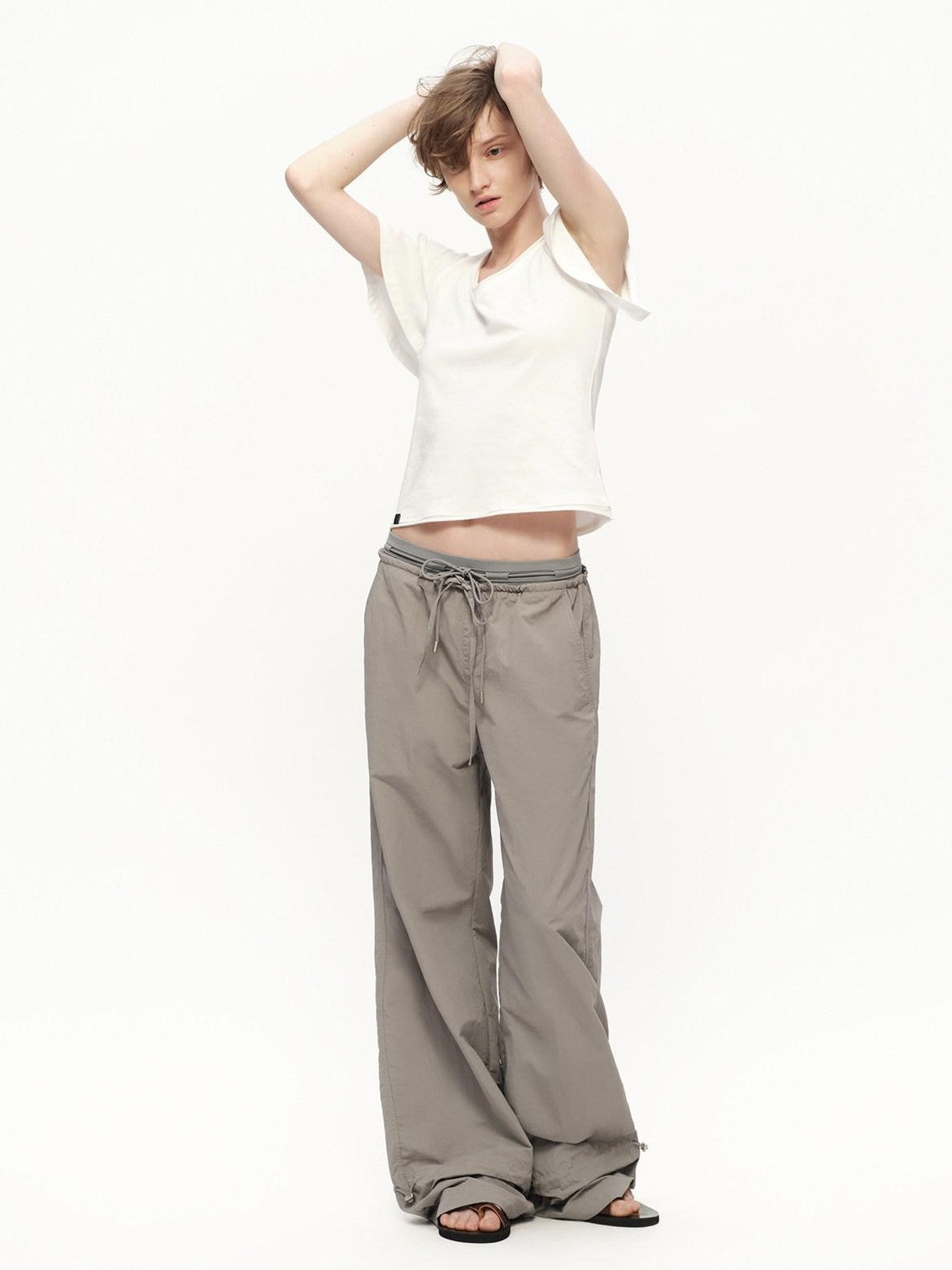 RUN TO THE FUTURE Silver Gray Quick Dry Cargo Drawstring Women&