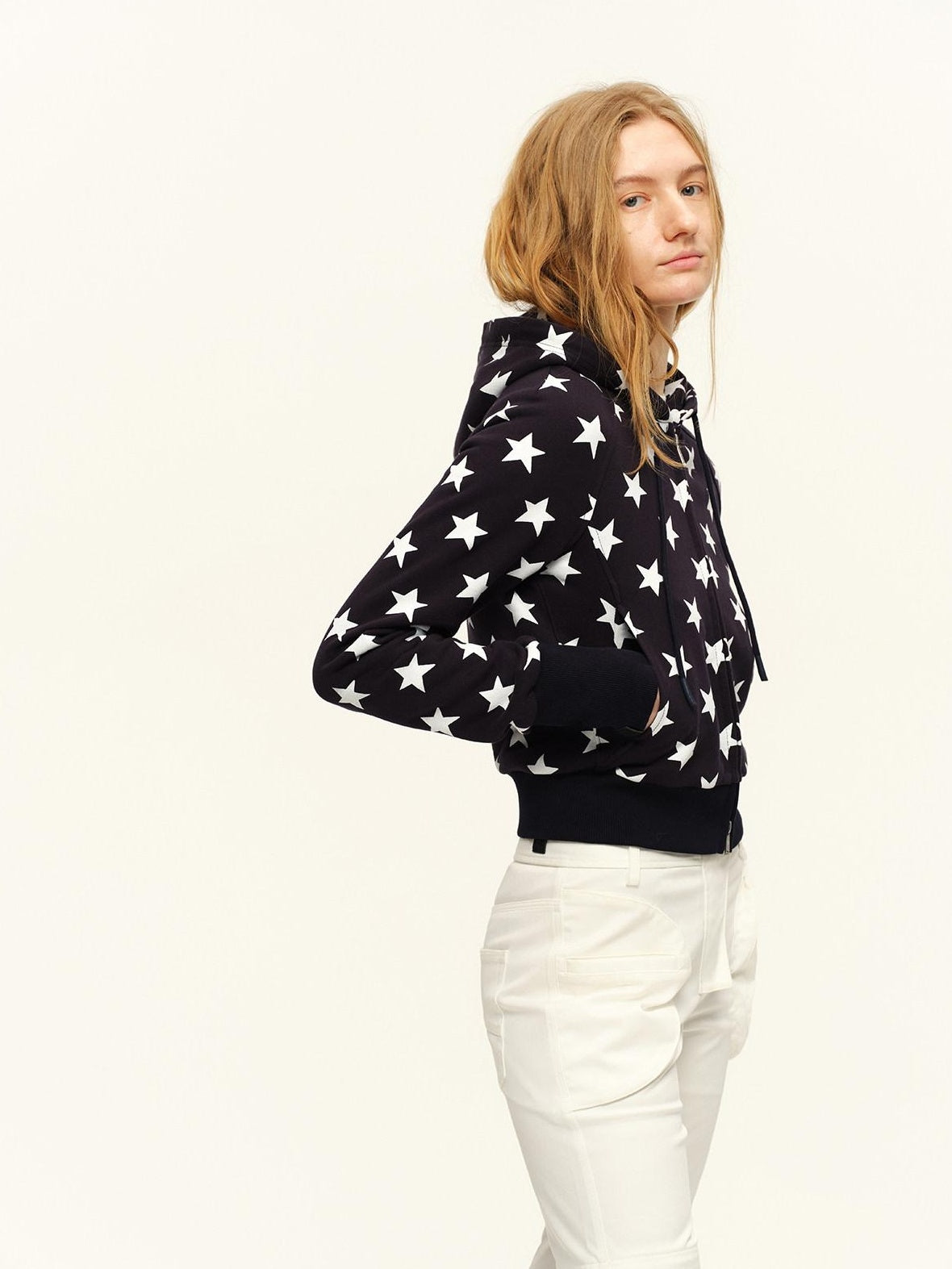 RUN TO THE FUTURE Slim Fit Printed Zip Front Commuter Hooded Cardigan Women Casual Hoodies