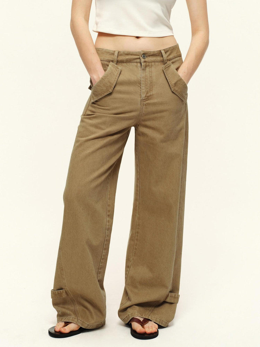 RUN TO THE FUTURE Slim Tailored Mid Rise Casual Fitted Women Two Piece Brown Straight Pants