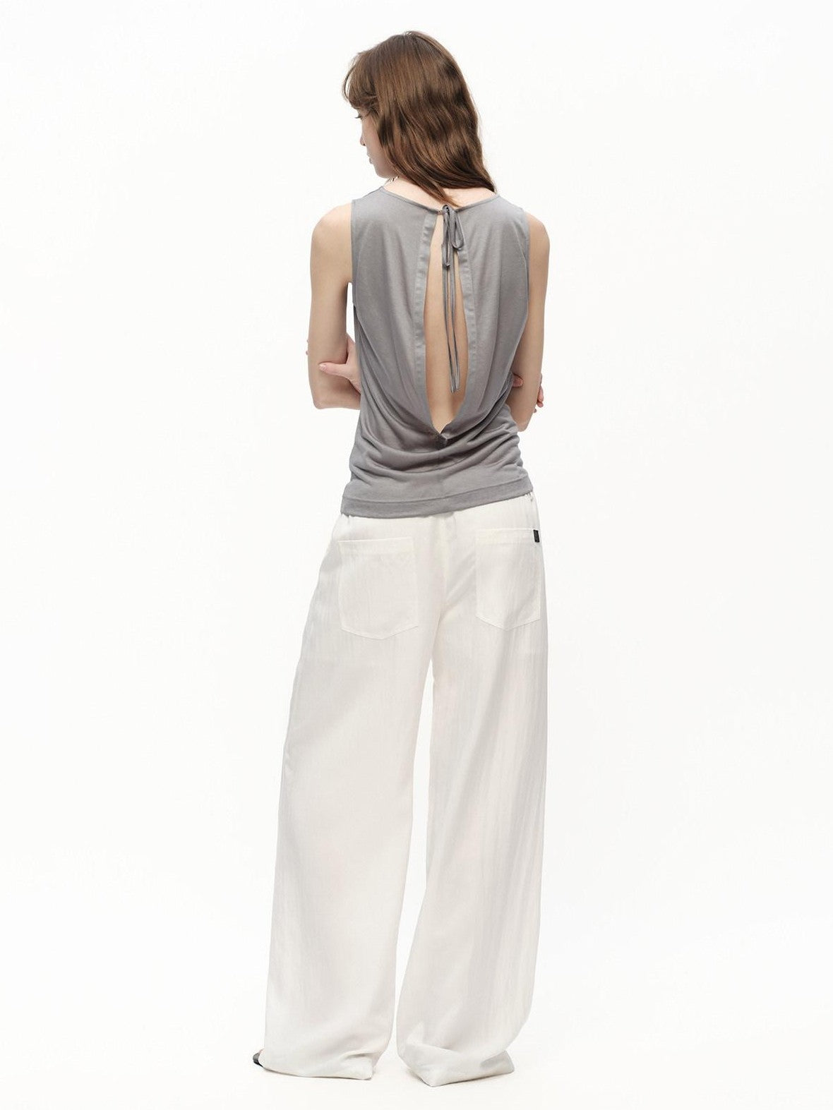RUN TO THE FUTURE Snowflake Texture Open Back Sleeveless Women&