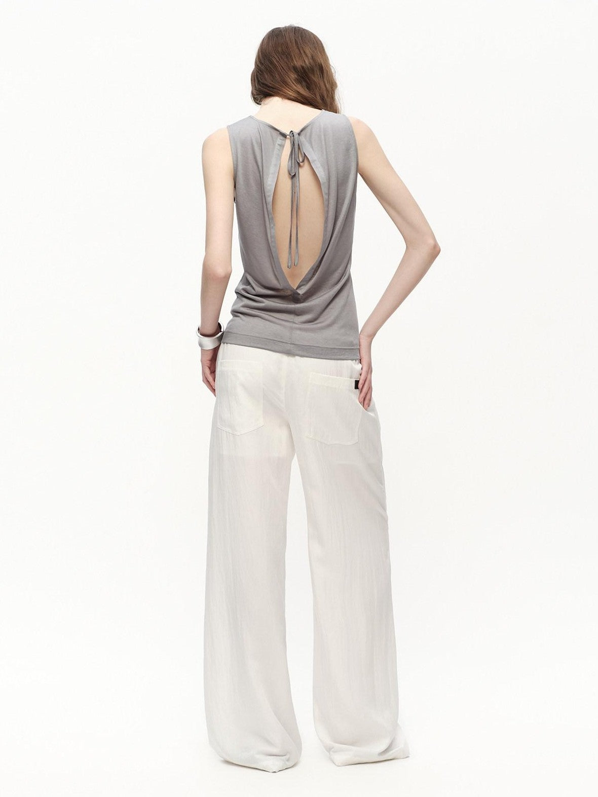RUN TO THE FUTURE Snowflake Texture Open Back Sleeveless Women&