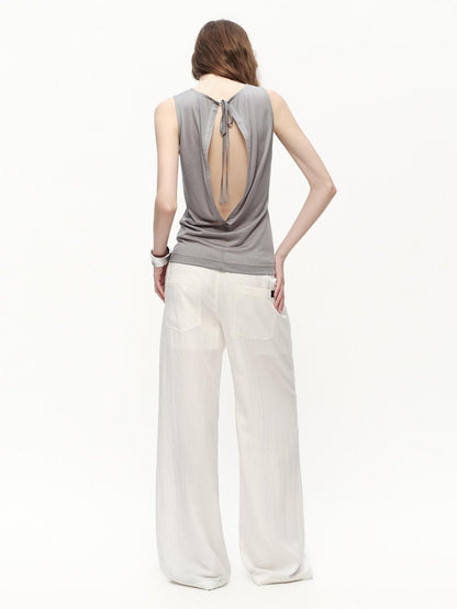 RUN TO THE FUTURE Snowflake Texture Open Back Sleeveless Women&