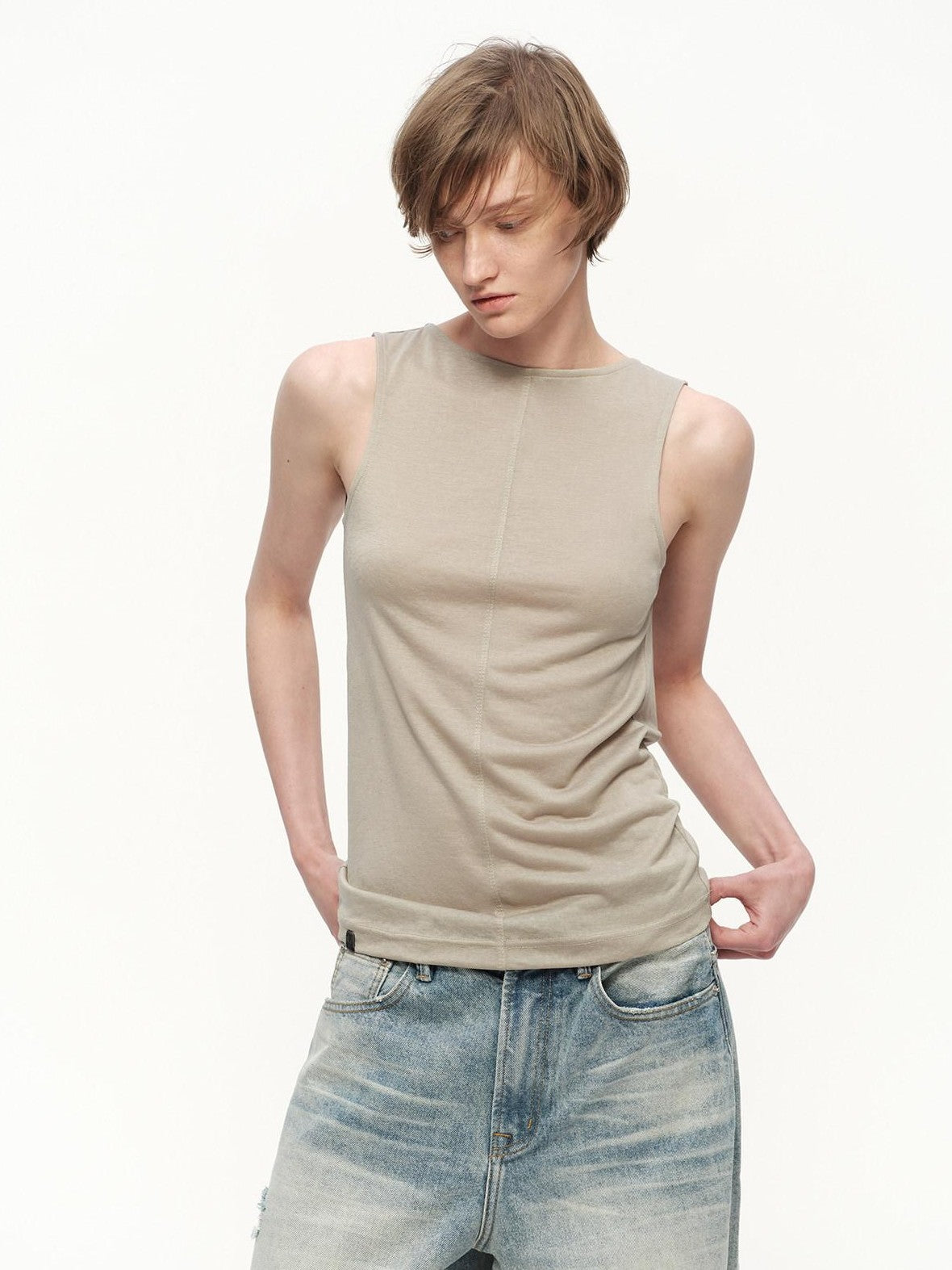 RUN TO THE FUTURE Snowflake Texture Open Back Sleeveless Women&