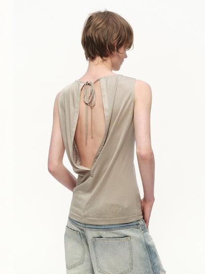 RUN TO THE FUTURE Snowflake Texture Open Back Sleeveless Women&