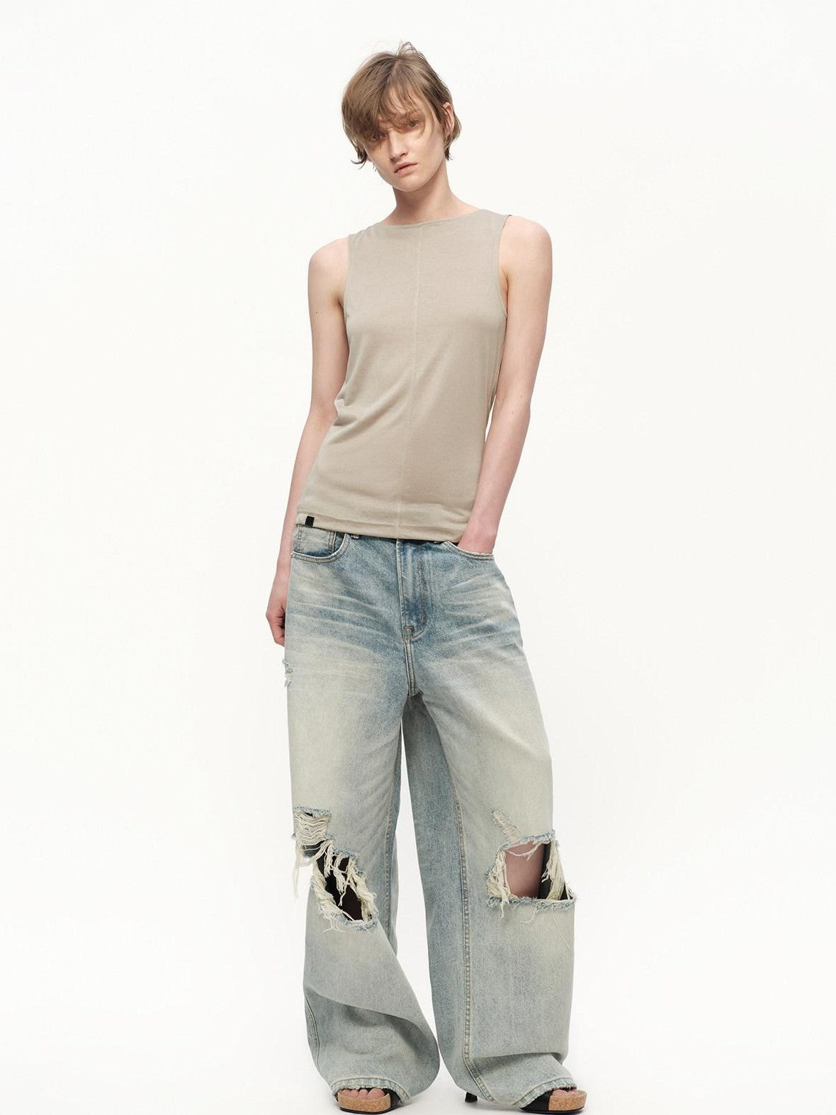 RUN TO THE FUTURE Snowflake Texture Open Back Sleeveless Women&