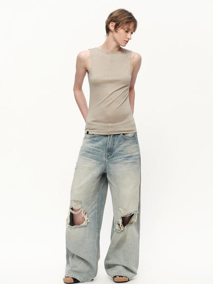 RUN TO THE FUTURE Snowflake Texture Open Back Sleeveless Women&