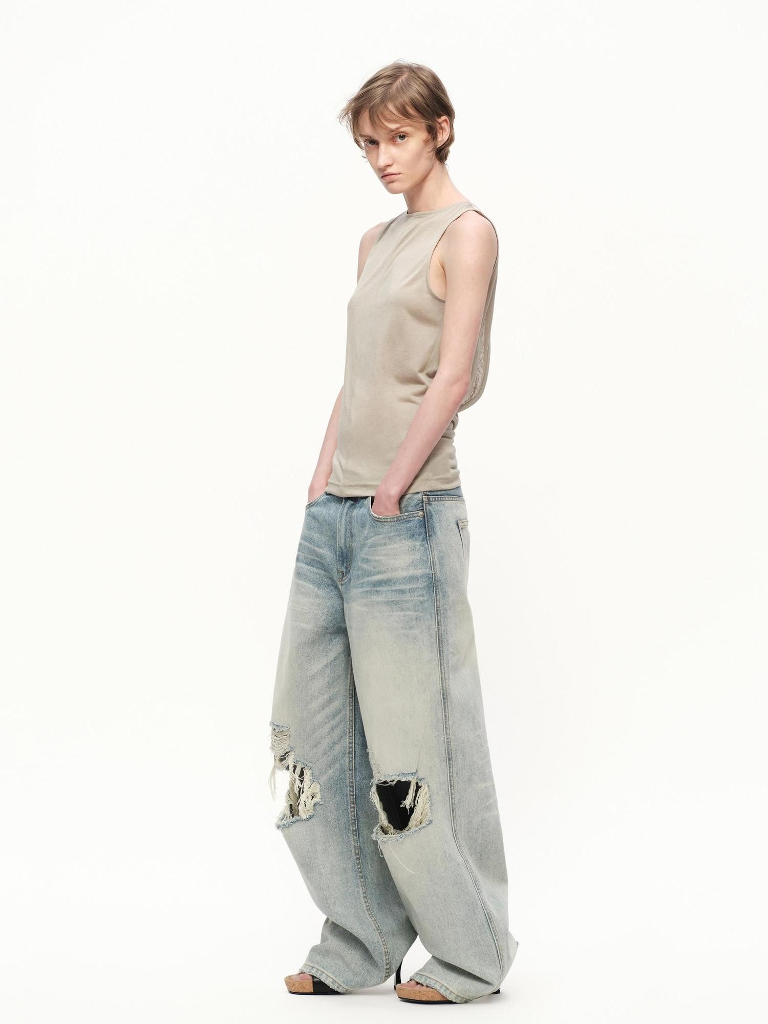 RUN TO THE FUTURE Snowflake Texture Open Back Sleeveless Women&