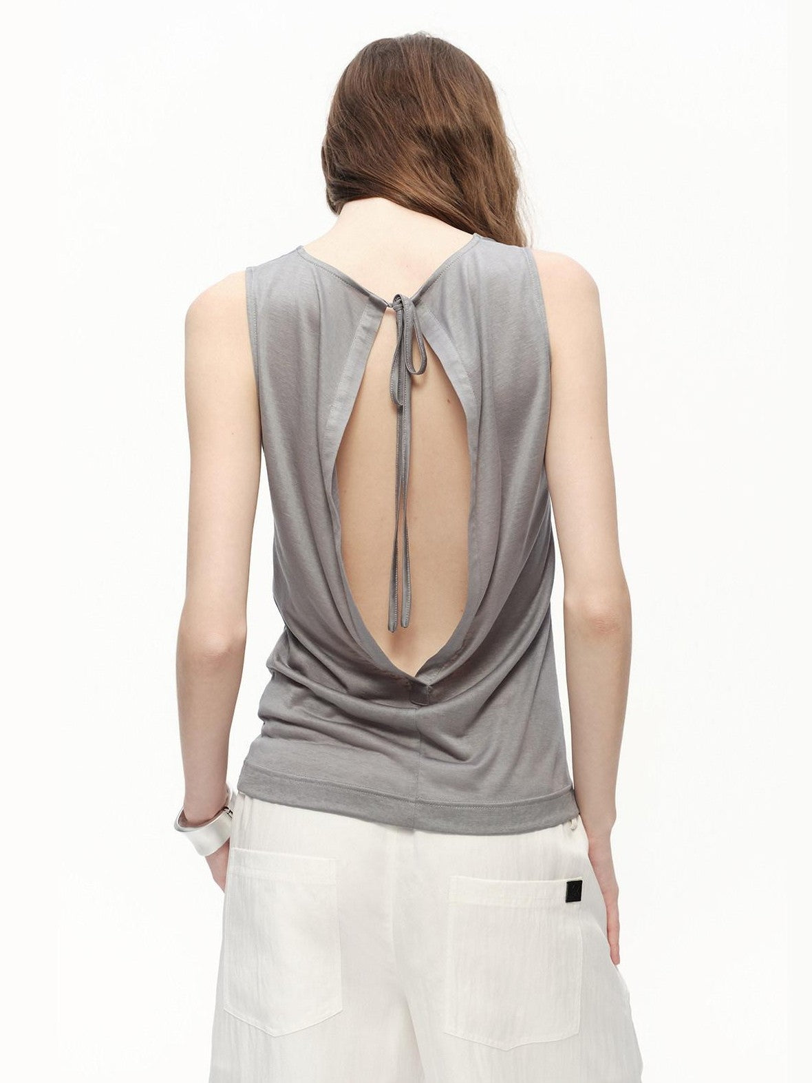 RUN TO THE FUTURE Snowflake Texture Open Back Sleeveless Women&
