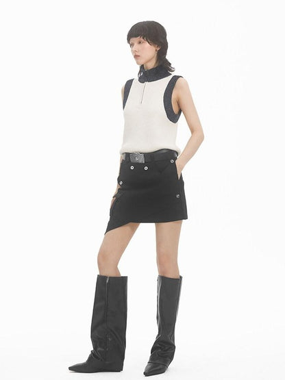 RUN TO THE FUTURE Soft Acrylic Straight Fit Commuter Tank Women Grey White Knit Sweaters