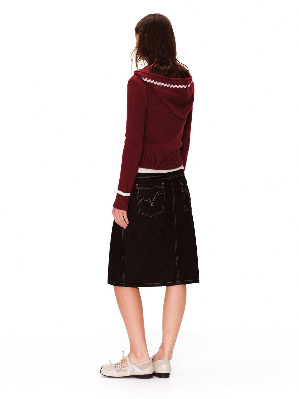 RUN TO THE FUTURE Soft Anti Pilling Vintage Slim Hooded Zip Plaid Jacquard Women Knit Cardigans
