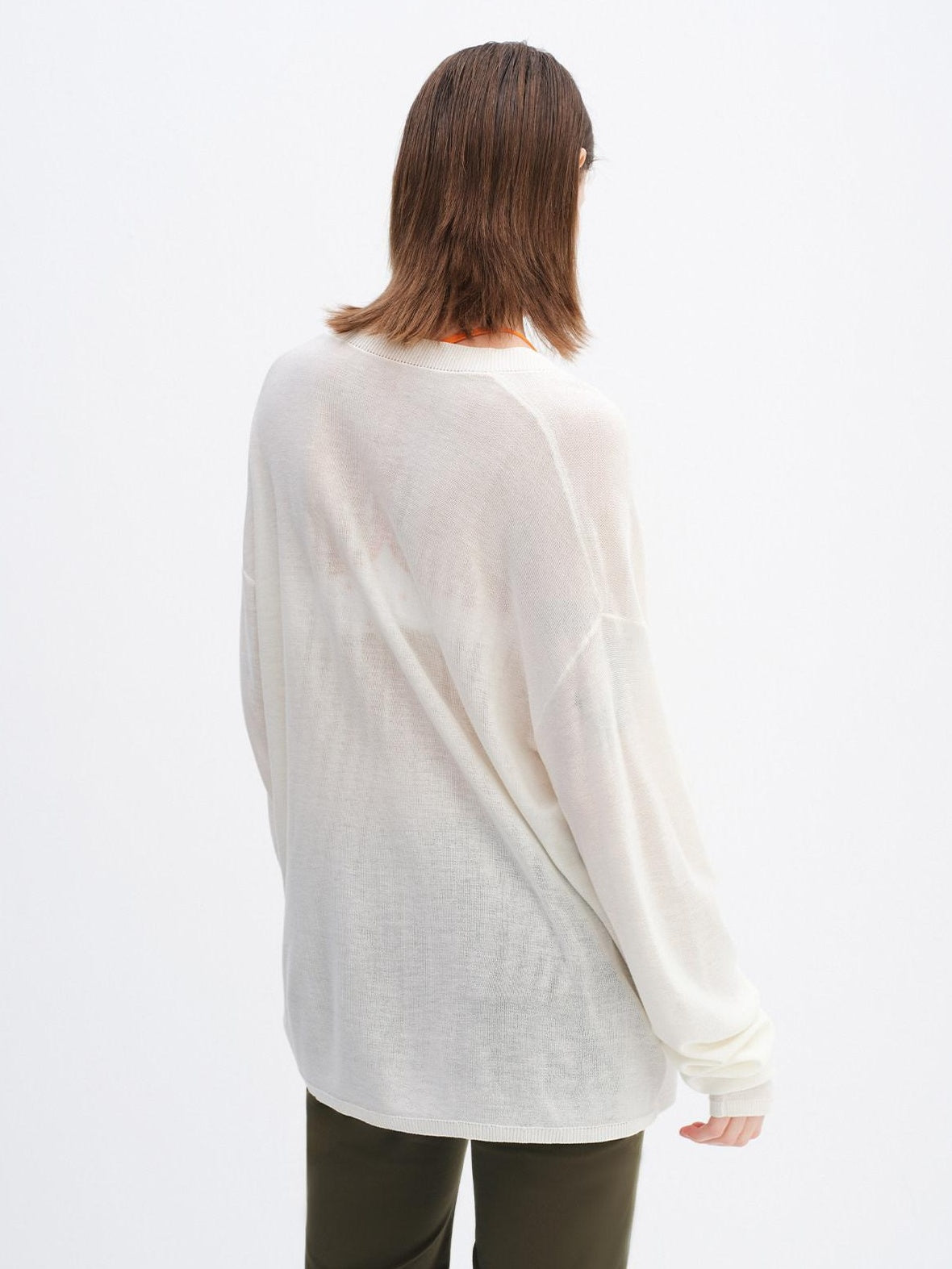 RUN TO THE FUTURE Soft Breathable Loose Crochet V-neck Women Star White Long Sleeve T-Shirts