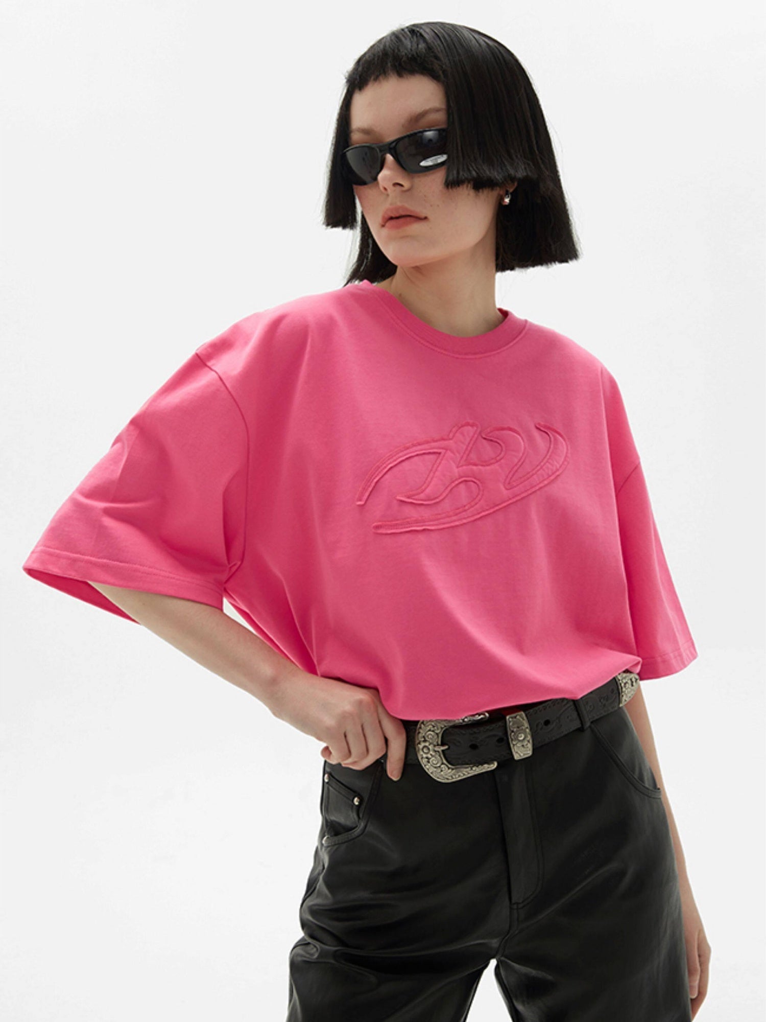 RUN TO THE FUTURE Soft Cotton Loose Crew Neck Unisex Solid White Pink Short Sleeve T-Shirts
