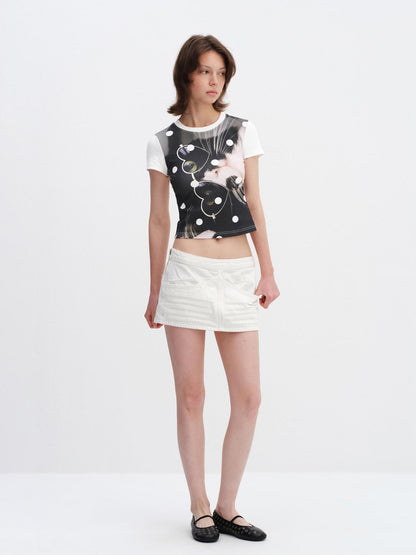 RUN TO THE FUTURE Soft Cotton Stretch Slim Fit Animal Print Short Sleeve Women Casual Crop Tops