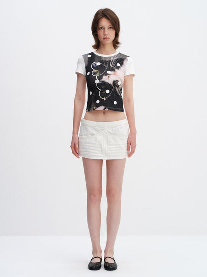 RUN TO THE FUTURE Soft Cotton Stretch Slim Fit Animal Print Short Sleeve Women Casual Crop Tops