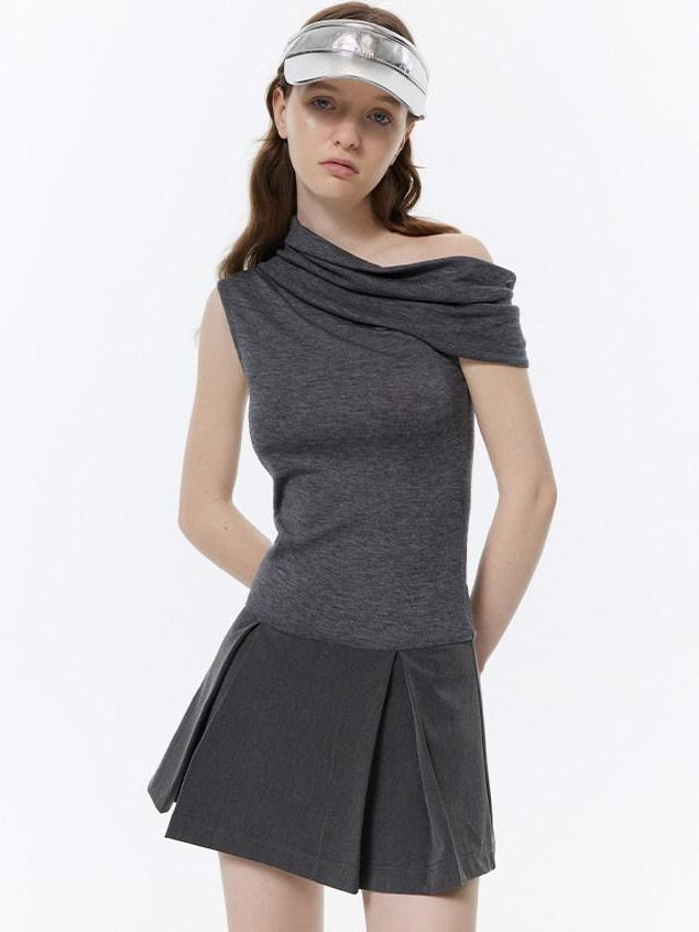 RUN TO THE FUTURE Soft Low Waist Solid A Line Casual Womens Cement Gray Mini Skirts