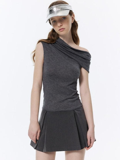 RUN TO THE FUTURE Soft Low Waist Solid A Line Casual Womens Cement Gray Mini Skirts