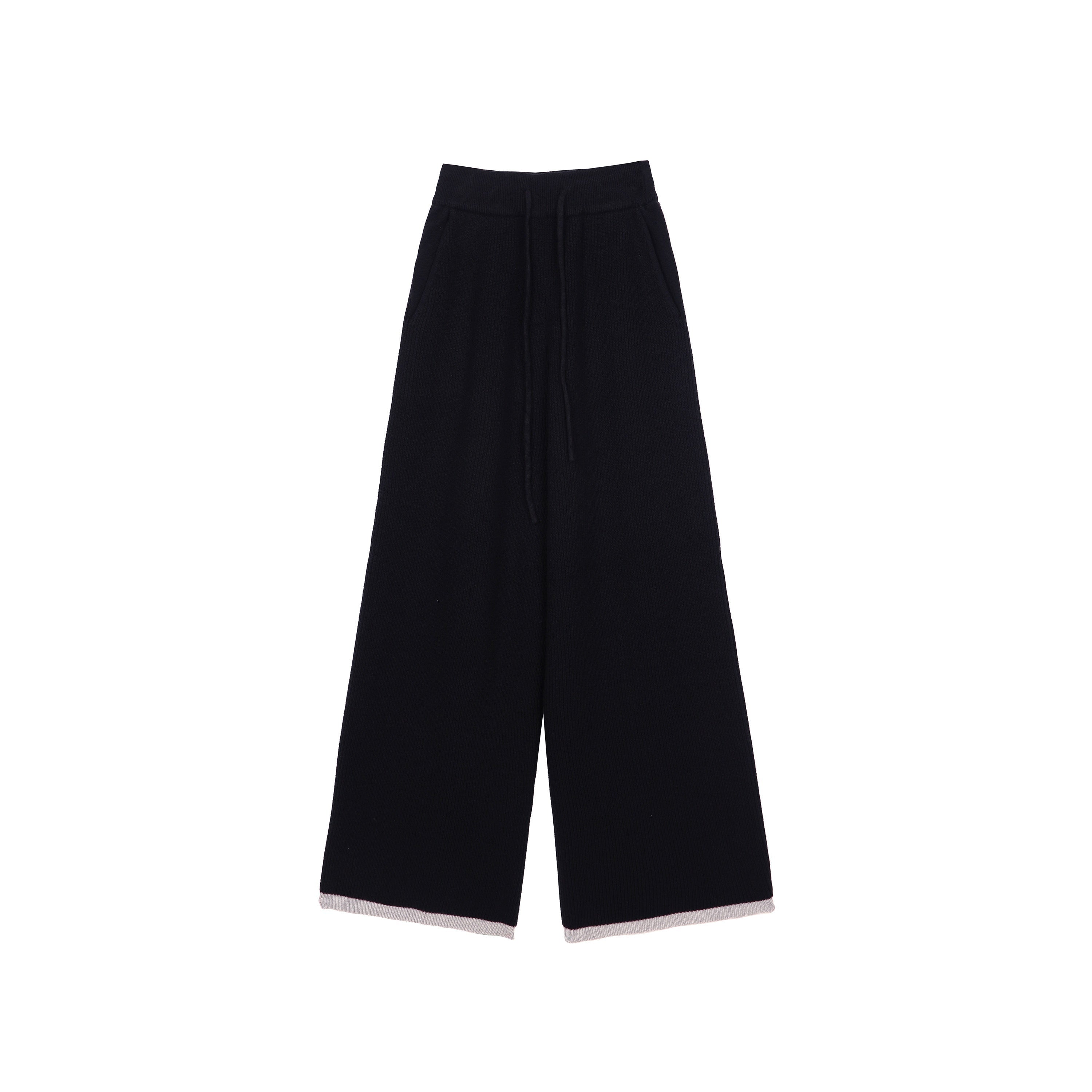 RUN TO THE FUTURE Soft Stretch Knit Original Natural Waist Women Elegant Wide-Leg Pants
