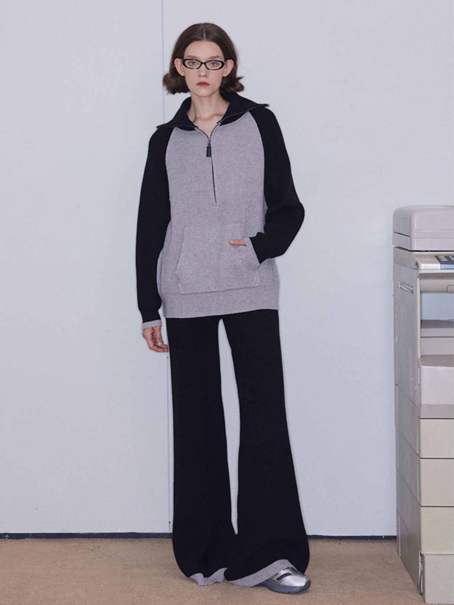 RUN TO THE FUTURE Soft Stretch Knit Original Natural Waist Women Elegant Wide-Leg Pants