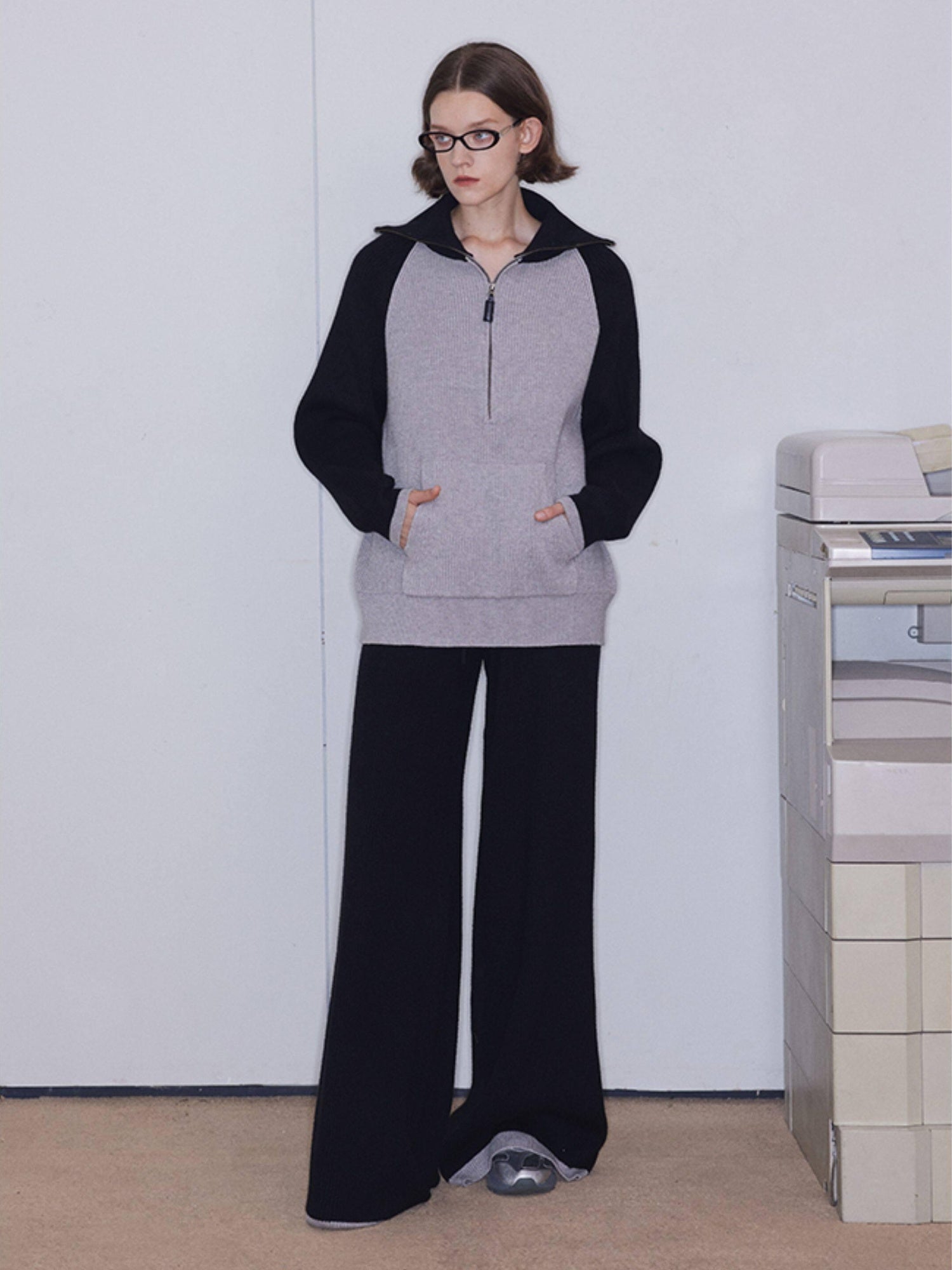 RUN TO THE FUTURE Soft Stretch Knit Original Natural Waist Women Elegant Wide-Leg Pants
