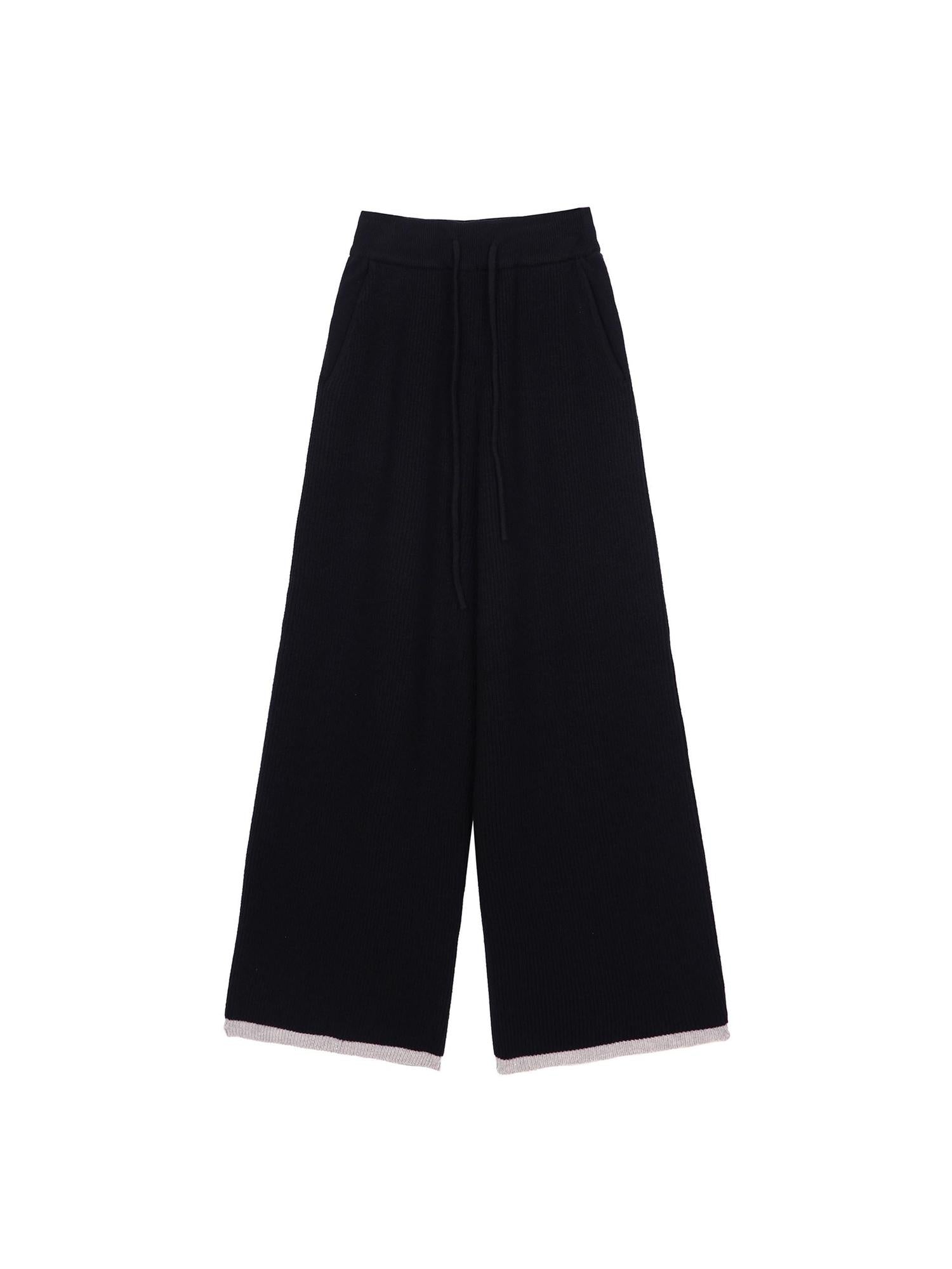 RUN TO THE FUTURE Soft Stretch Knit Original Natural Waist Women Elegant Wide-Leg Pants