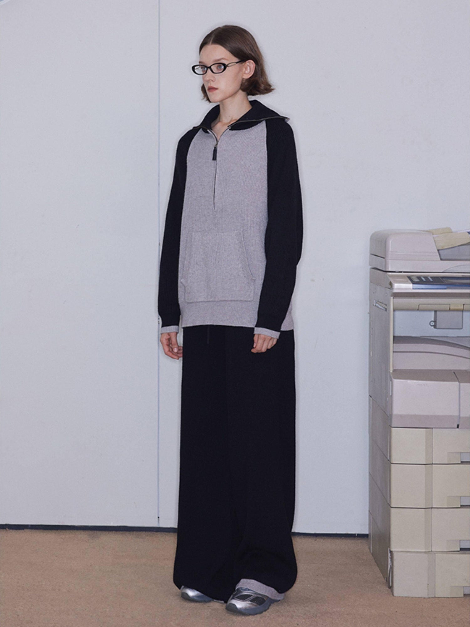 RUN TO THE FUTURE Soft Stretch Knit Original Natural Waist Women Elegant Wide-Leg Pants