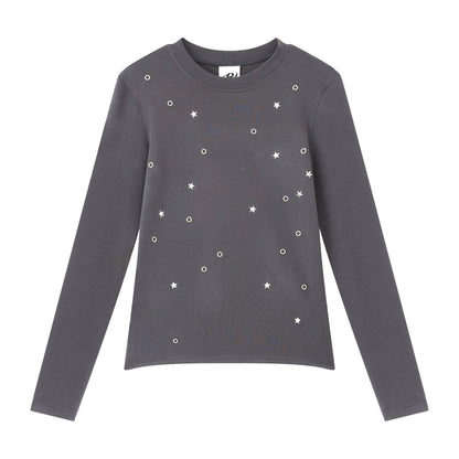 RUN_TO_THE_FUTURE_Soft_Tencel_Slim_Fit_Women_Crew_Neck_Midnight_Blue_Long_Sleeve_T-Shirts_MISSTT