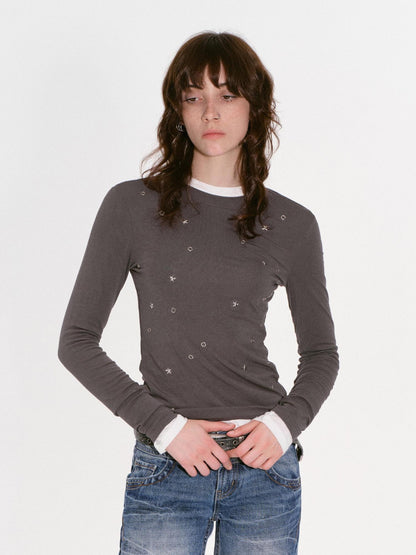 RUN TO THE FUTURE Soft Tencel Slim Fit Women Crew Neck Midnight Blue Long Sleeve T-Shirts