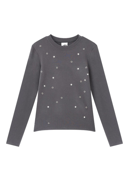 RUN TO THE FUTURE Soft Tencel Slim Fit Women Crew Neck Midnight Blue Long Sleeve T-Shirts